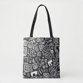 Bolsa Tote Bandeja de ferramentas de padrão Abstrato preto e