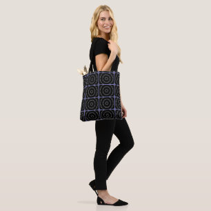 Bolsa Tote Bandeja de Toque Azul-Preto n-Prateado
