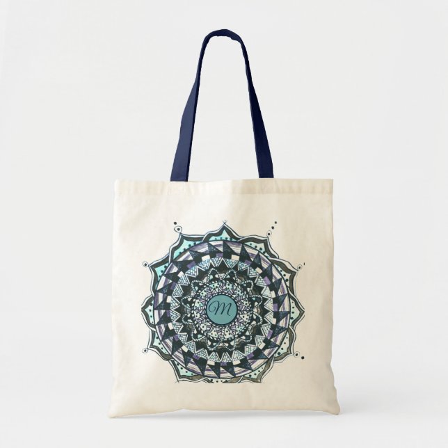 Bolsa Tote Bandeja de Toque de Design de Mandala inicial pers (Frente)