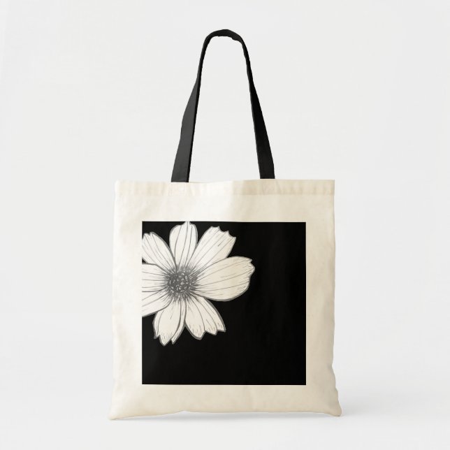 Bolsa Tote Bandeja de Toques Branca e design Floral (Frente)
