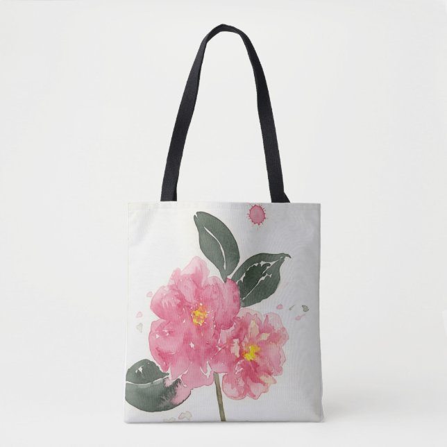 Bolsa Tote Bandeja de Toques com Flor Rosa (Frente)