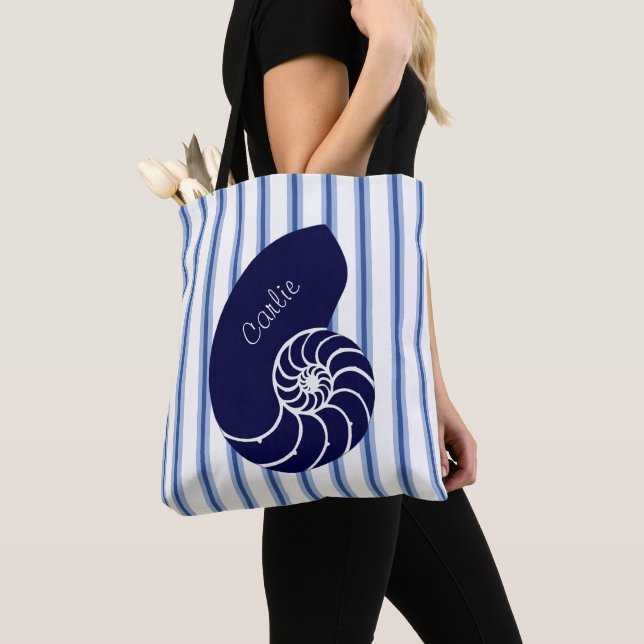 Bolsa Tote Bandeja de Toques Personalizada do Shell Nautilus  (Close Up)
