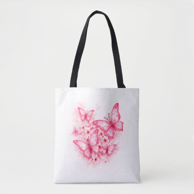 Bolsa Tote Bandeja de Tota de Borboleta Rosa na moda e Espaci (Frente)