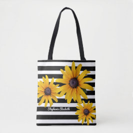 Bolsa Tote Bandeja de Tota de Flor Amarelo Preto