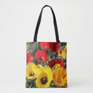Bolsa Tote Bandeja de Tulipas Amarelas e Vermelhas