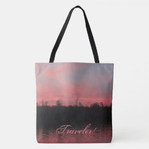 Bolsa Tote Bandeja de Viagem azul e rosa rosa