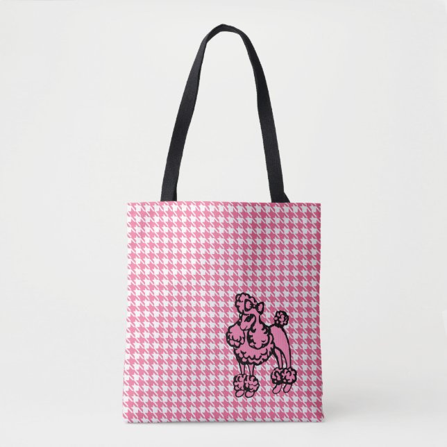 Bolsa Tote Bandeja de Viagem de Poodle Rosa Retron Francesa (Frente)