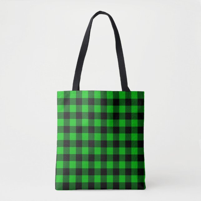 Bolsa Tote Bandeja de Xadrez Verde (Frente)