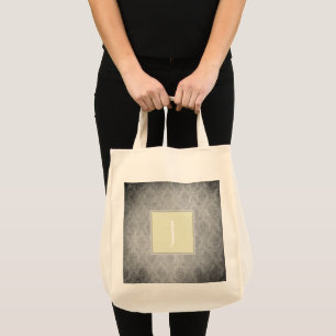 Bolsa Tote Bandeja do Monograma do Damasco de Vintage Amarelo