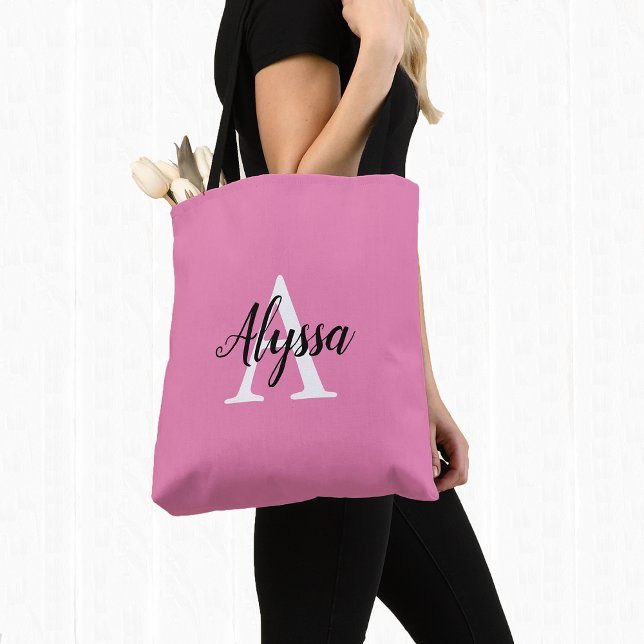 Bolsa Tote Bandeja do Monograma Personalizado, Cor-de-Rosa, n (Criador carregado)