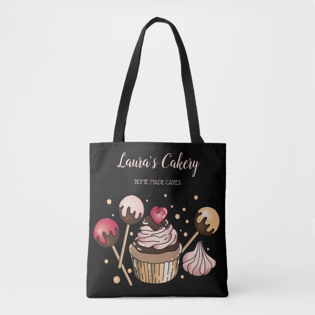 Bolsa Tote Bandeja inicial de Cupcake Cakes & Sweets que gote (Frente)