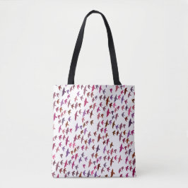 Bolsa Tote Bando de Aves em Rosa e Roxo