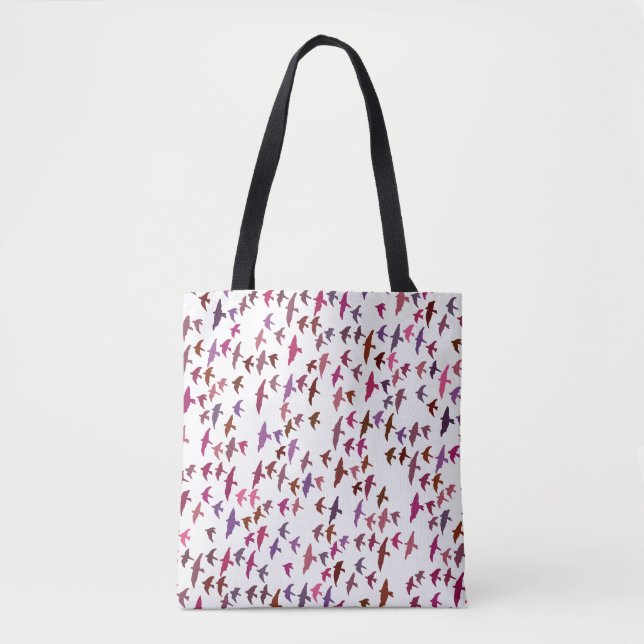 Bolsa Tote Bando de Aves em Rosa e Roxo (Frente)