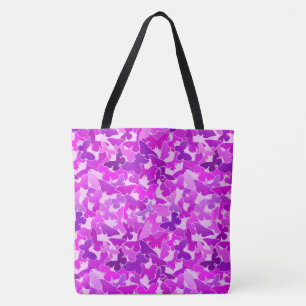Bolsa Tote Bando de Borboletas, Ametista, Violeta e Orquídea