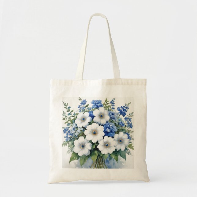 Bolsa Tote Bando de Flores de Aquarela Elegante (Frente)