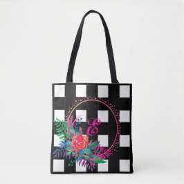Bolsa Tote bando floral controlado personalizado com fronteir