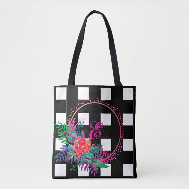 Bolsa Tote bando floral controlado personalizado com fronteir