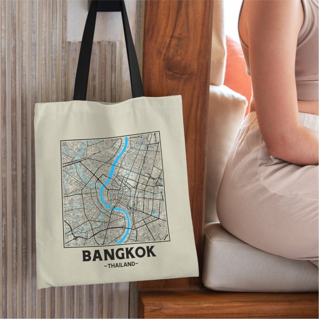 Bolsa Tote Bangkok, Thailand, City Map Tote Bag (Criador carregado)