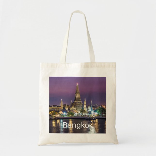 Bolsa Tote Bangkok Wat Arun Sunset BKK Tailândia Souvenir (Frente)