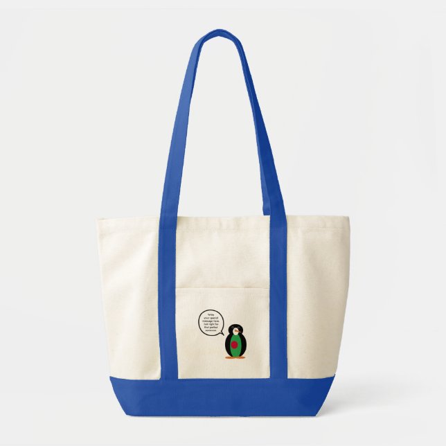 Bolsa Tote Bangladesh falando Sra. Penguin personalizada (Frente)