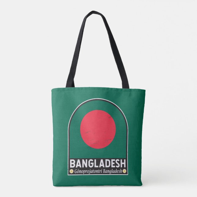 Bolsa Tote Bangladesh Flag Emblem Dissipado Vintage (Verso)