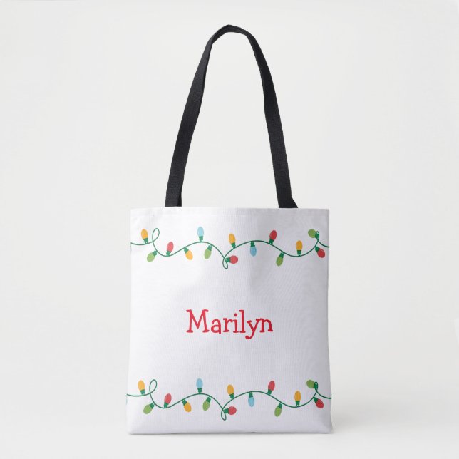 Bolsa Tote Banheira das Luzes de Natal #HolidayZ (Frente)