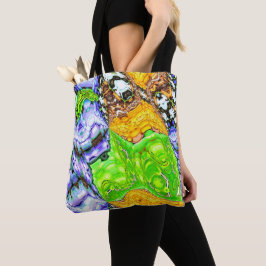 Bolsa Tote Banheira de Abstrato de Fluido Azul, Amarelo e Ver