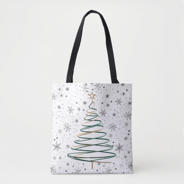 Bolsa Tote Banheira de Árvore de Natal Elegante (Frente)
