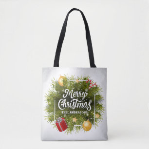 Bolsa Tote Banheira de Árvore de Natal Personalizada Elegante