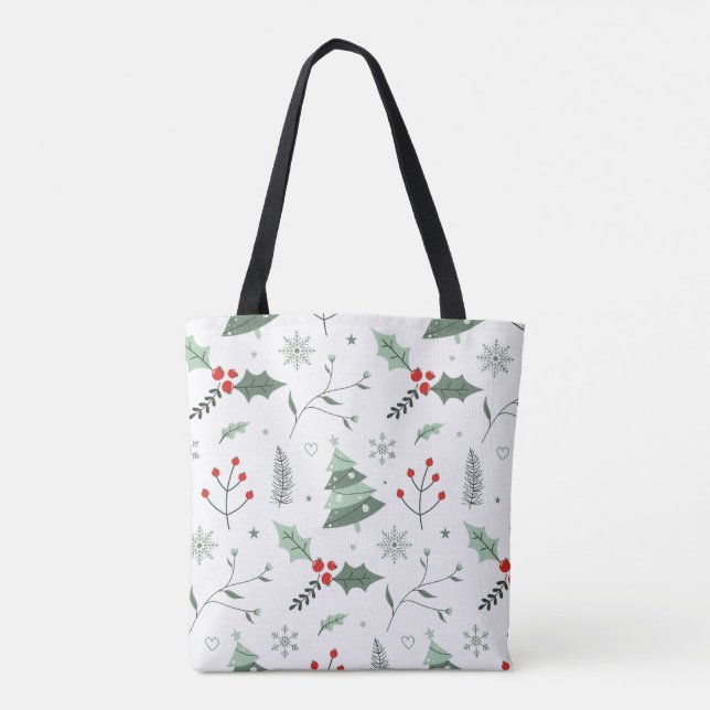 Bolsa Tote Banheira de Árvore e Holly Natal (Verso)