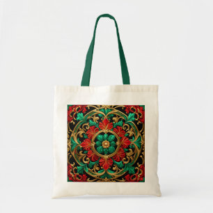 Bolsa Tote Banheira de Bandas de Feriado Vermelho Verde