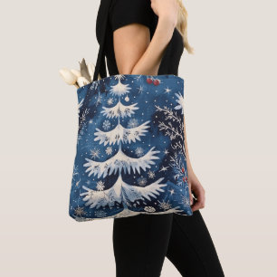 Bolsa Tote Banheira de Banheiras de Natal Branco Azul