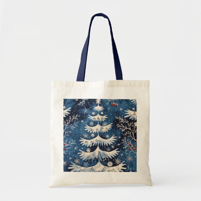 Bolsa Tote Banheira de Banheiras de Natal Branco Azul (Frente)