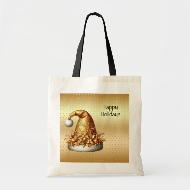 Bolsa Tote Banheira de Banheiras de Natal Dourado (Frente)
