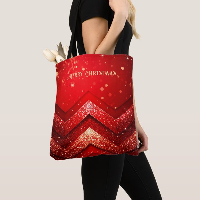 Bolsa Tote Banheira de Banheiras de Natal Vermelho Decorativo (Close Up)