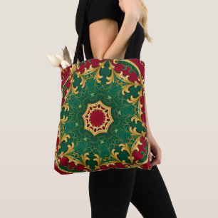 Bolsa Tote Banheira de Banheiras de Natal Vermelhos Verdes