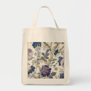 Bolsa Tote Banheira de Toias Decorativa Azul Floral Branca