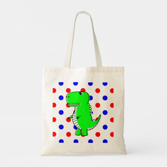 Bolsa Tote Banheira de Topete Vermelho Dinossauro Verde Bolin (Verso)