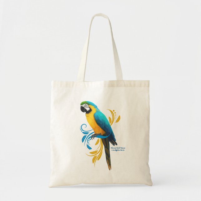 Bolsa Tote Banheira de Toque de Macaw Azul e Dourada (Frente)