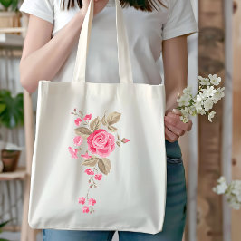 Bolsa Tote Banheira de Toques de Flor de Rosa de Jardim