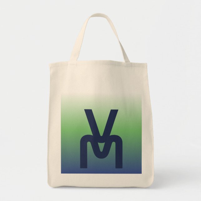 Bolsa Tote Banheira de Toques de Gradiente Azul e Verde Monog (Frente)