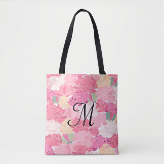 Bolsa Tote Banheira de Tota de Impressão Floral Monograma