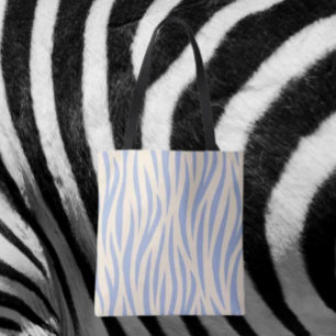 Bolsa Tote Banheira de Tota de Zebra Azul e bege - Na moda