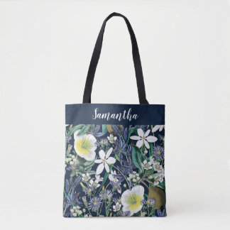 Bolsa Tote Banheira de Tota Personalizada de Vintage Floral à