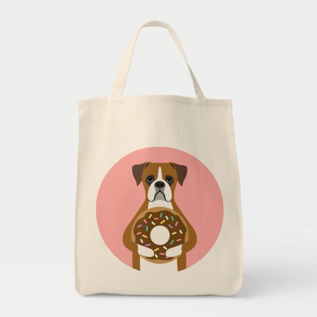 Bolsa Tote Banheira de Tote de Círculo Rosa Boxer (Frente)