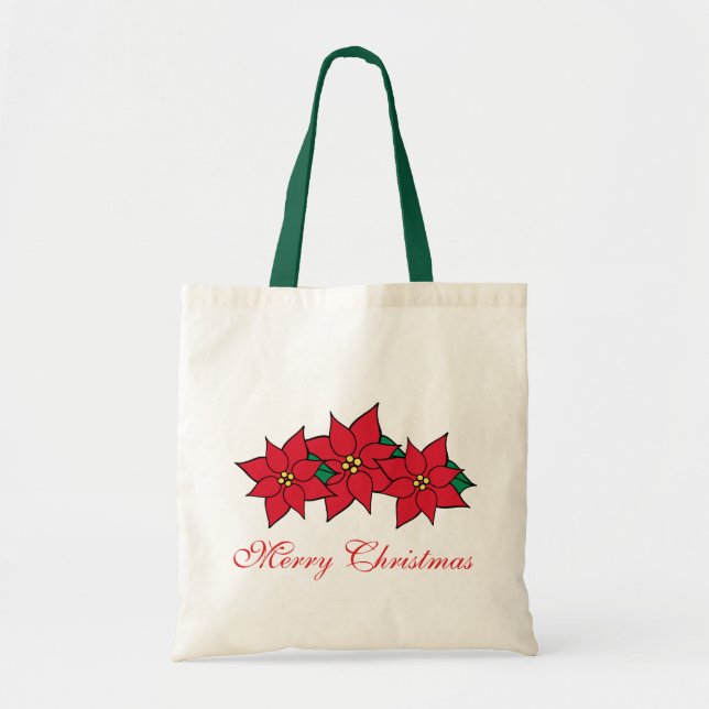 Bolsa Tote Banheira de Tote de Natal Poinsettias (Frente)
