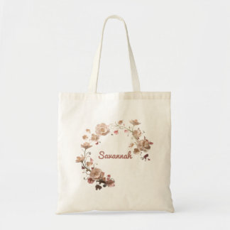 Bolsa Tote Banheira de Tote Personalizada Floral Elegante