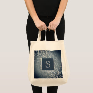 Bolsa Tote Banheira do Monograma Azul Elegante