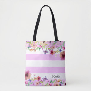 Bolsa Tote Banheira Floral Brilhante De Tota Com Lavanda Em B