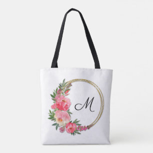 Bolsa Tote Banheira Floral da Terra Floral do Jardim Cor-de-R